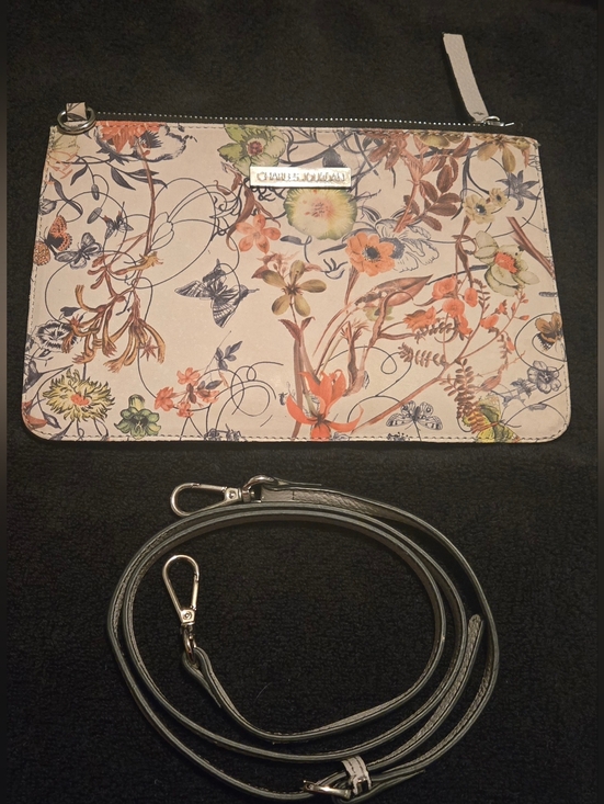 Charles Jourdan Handbags - Charles Jourdan Floral Crossbody - Cream with Orange, Green, Blue Accents
